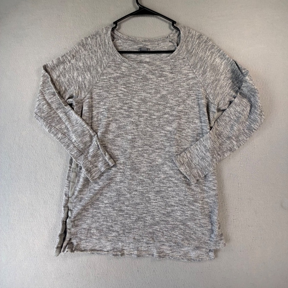 Aerie Womens M Gray Marled Tunic Sweater Side Slit Longline Pullover Cozy Casual